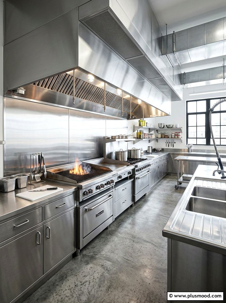 Industrial Stainless Steel Kitchen - 25 summer outdoor kitchen entertaining ideas