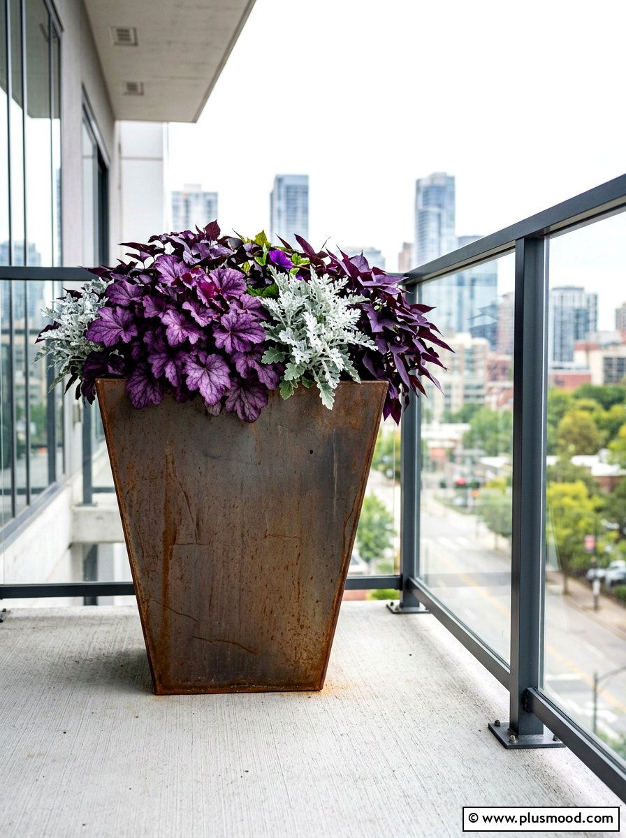Industrial Steel Tapered Planter - 25 summer modern planter ideas
