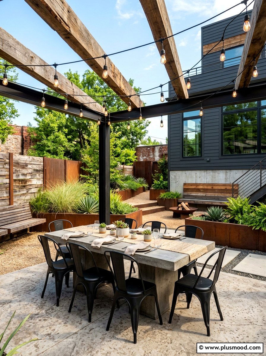 Industrial Style Backyard - 25 summer patio styling ideas