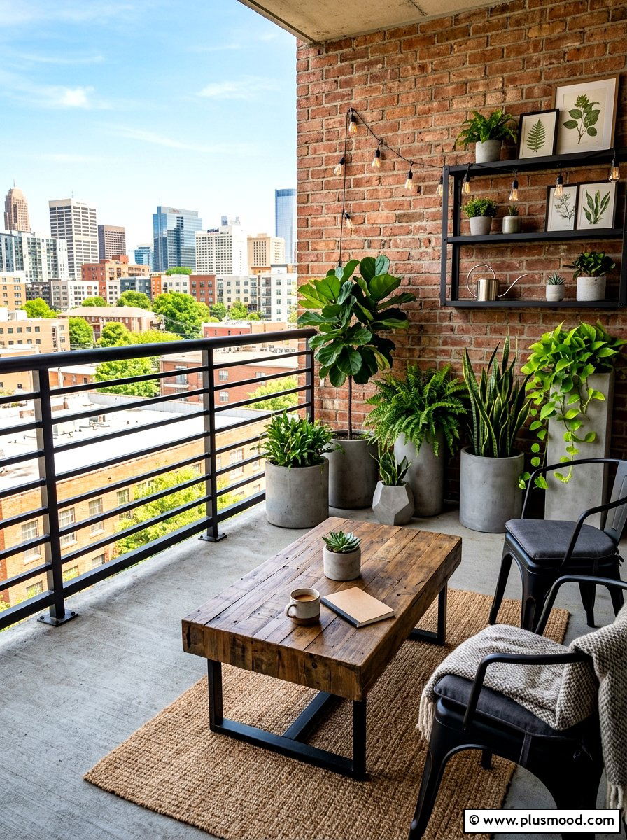 Industrial Style Balcony Decor - 25 summer apartment patio ideas