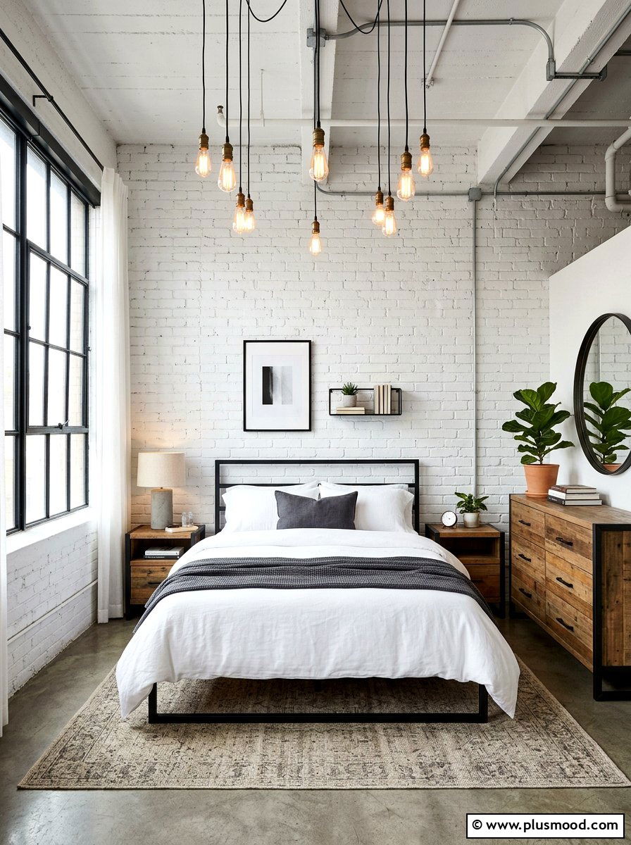 Industrial White Bedroom - 25 white summer bedroom ideas