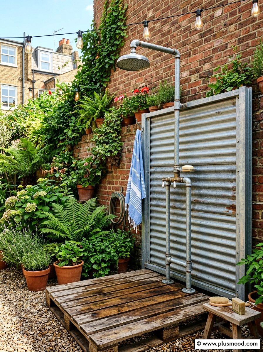 Industrial outdoor shower - 25 summer outdoor shower ideas