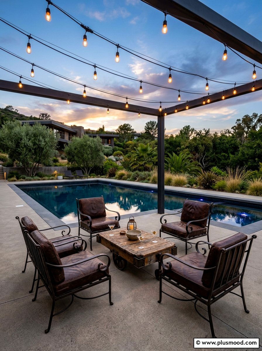 Industrial style metal lounge - 25 summer cozy poolside nook ideas