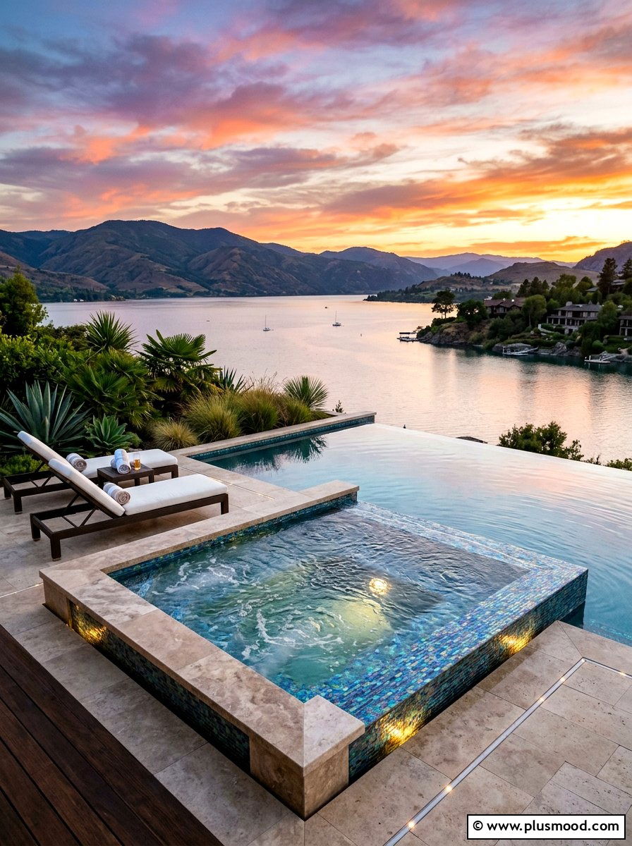 Infinity Edge Pool Spa - 25 pool landscaping ideas for hot tubs