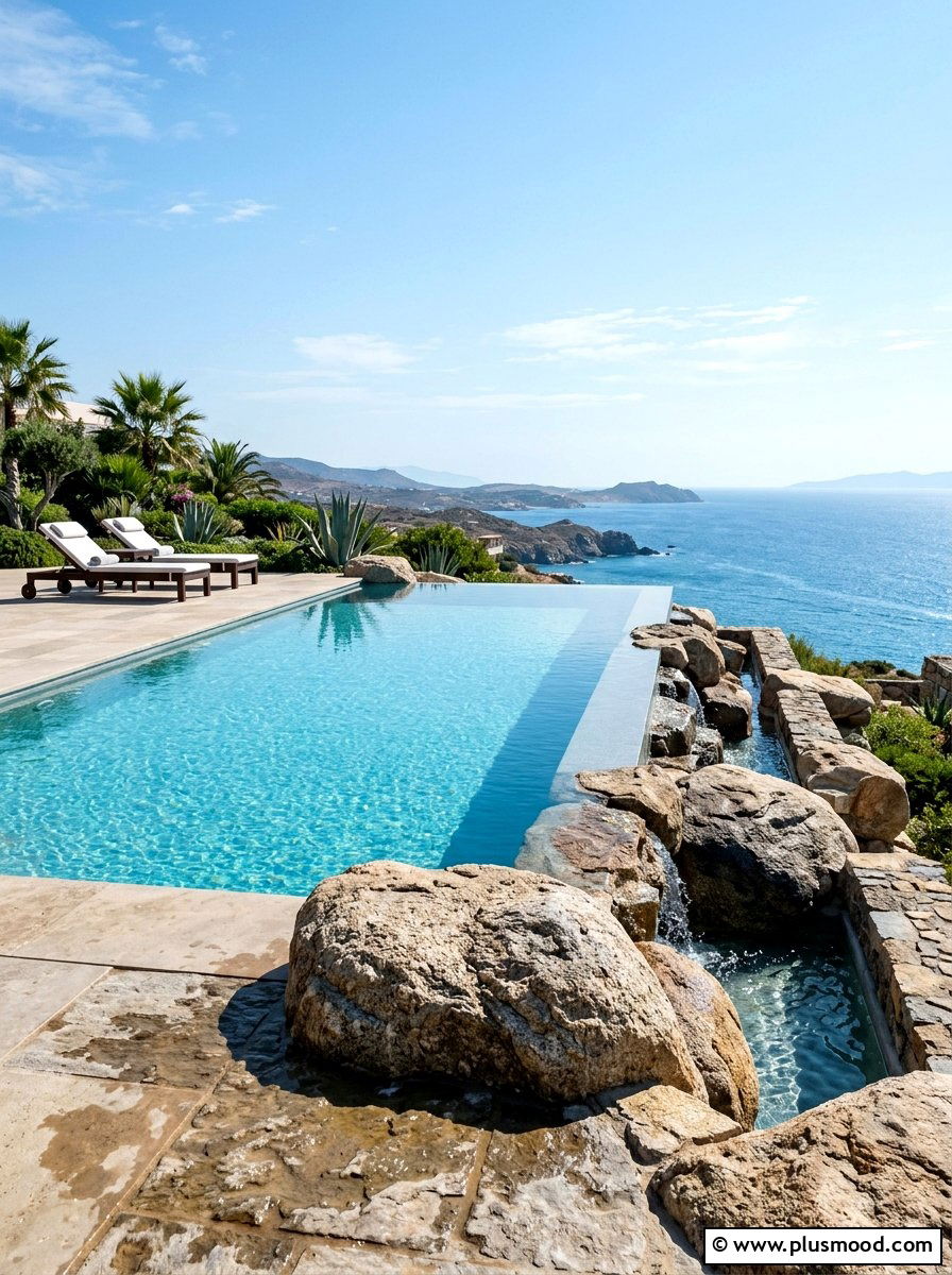 Infinity Edge Pool Stone - 25 pool landscaping ideas with boulders