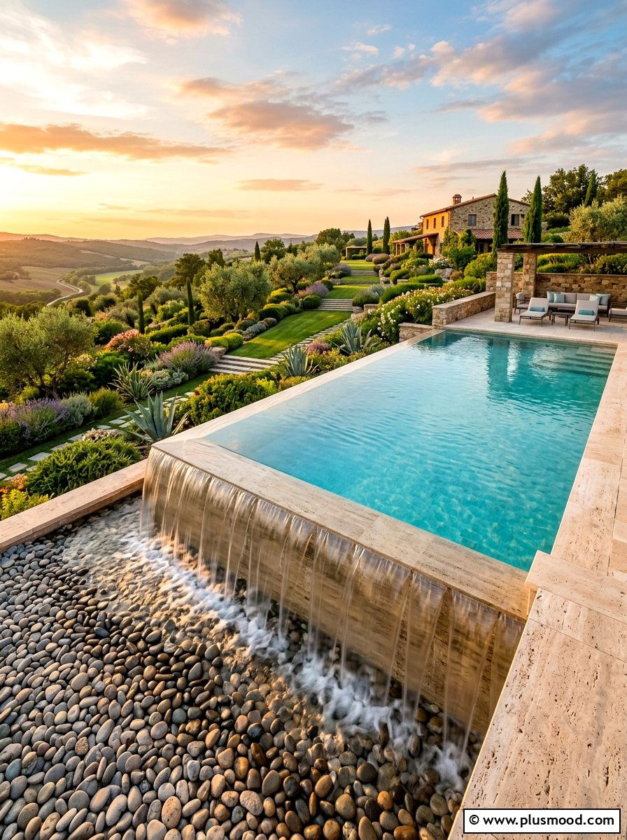 Infinity Edge Pool Waterfall - 25 pool landscaping ideas with waterfalls