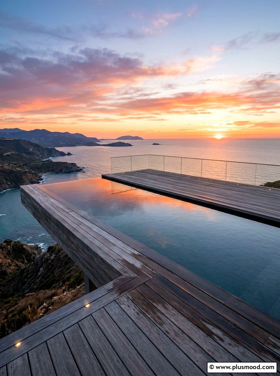 Infinity Edge Wood Pool Deck - 25 summer deck around pool ideas