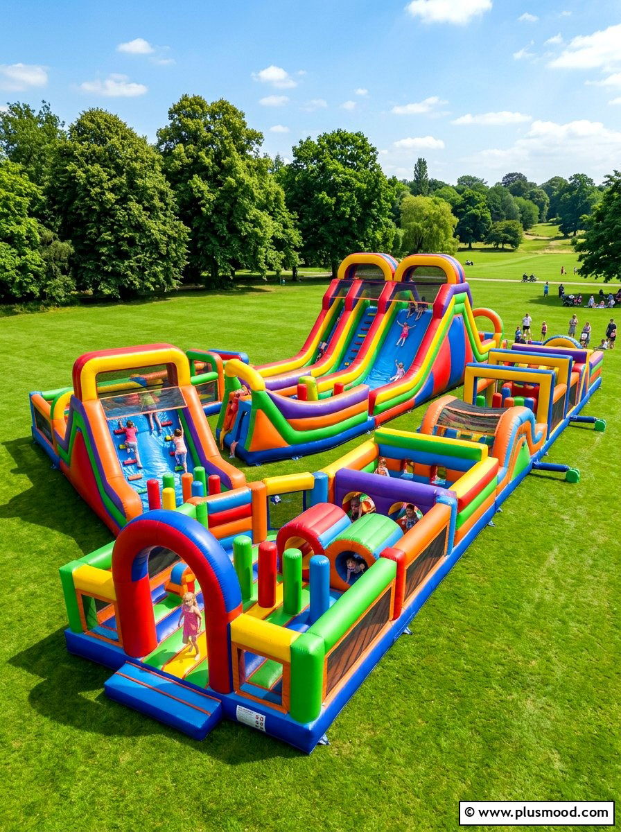 Inflatable Obstacle Course - 25 summer kid friendly outdoor party ideas