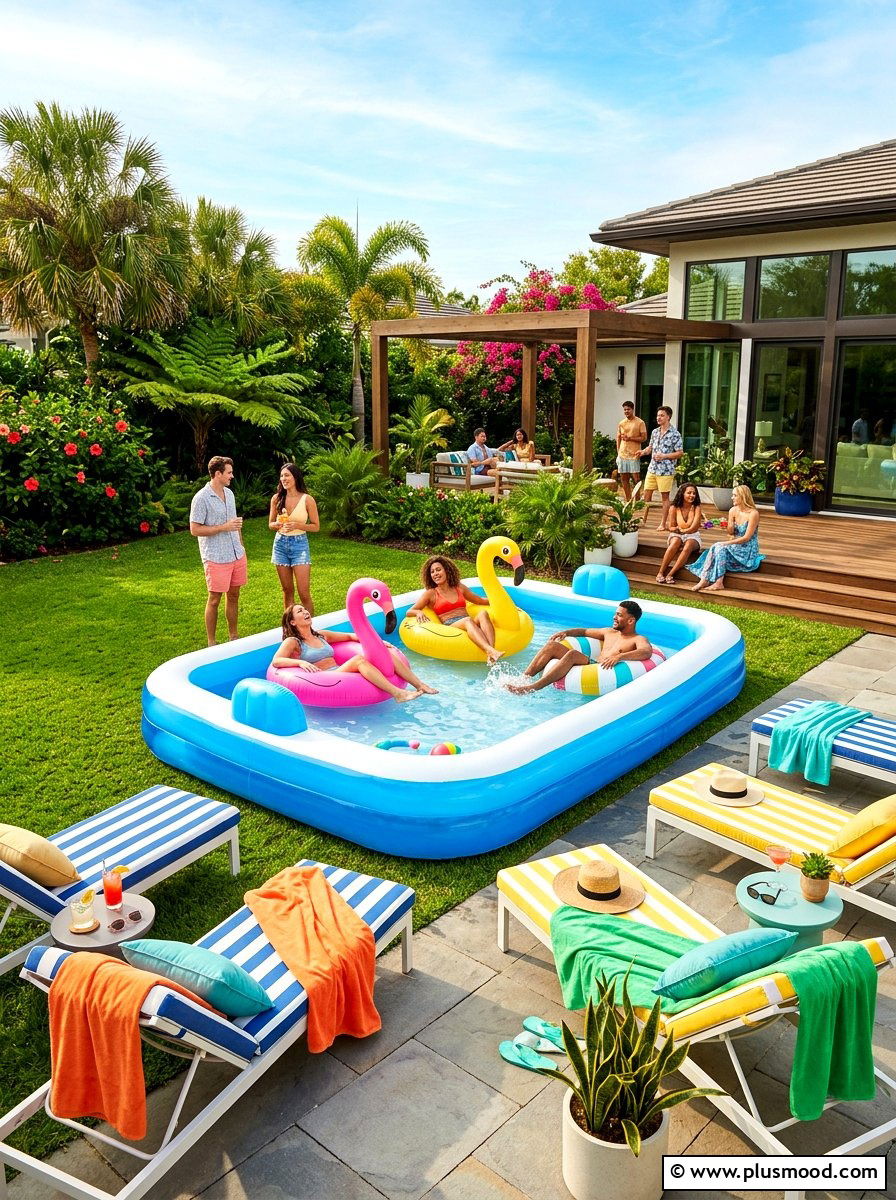 Inflatable Pool Party - 25 summer family gathering ideas outdoors