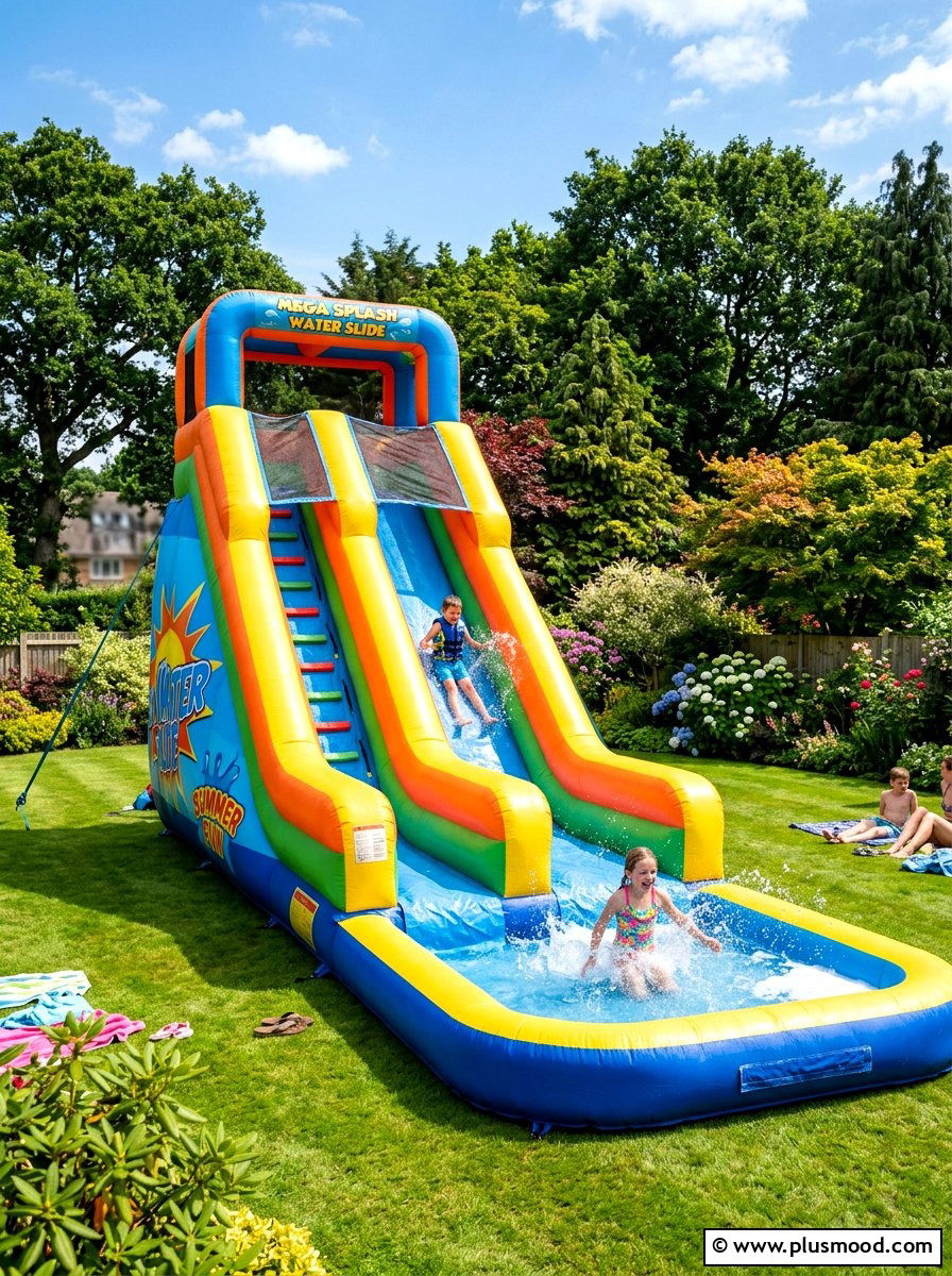 Inflatable Water Slide - 25 summer backyard play area ideas