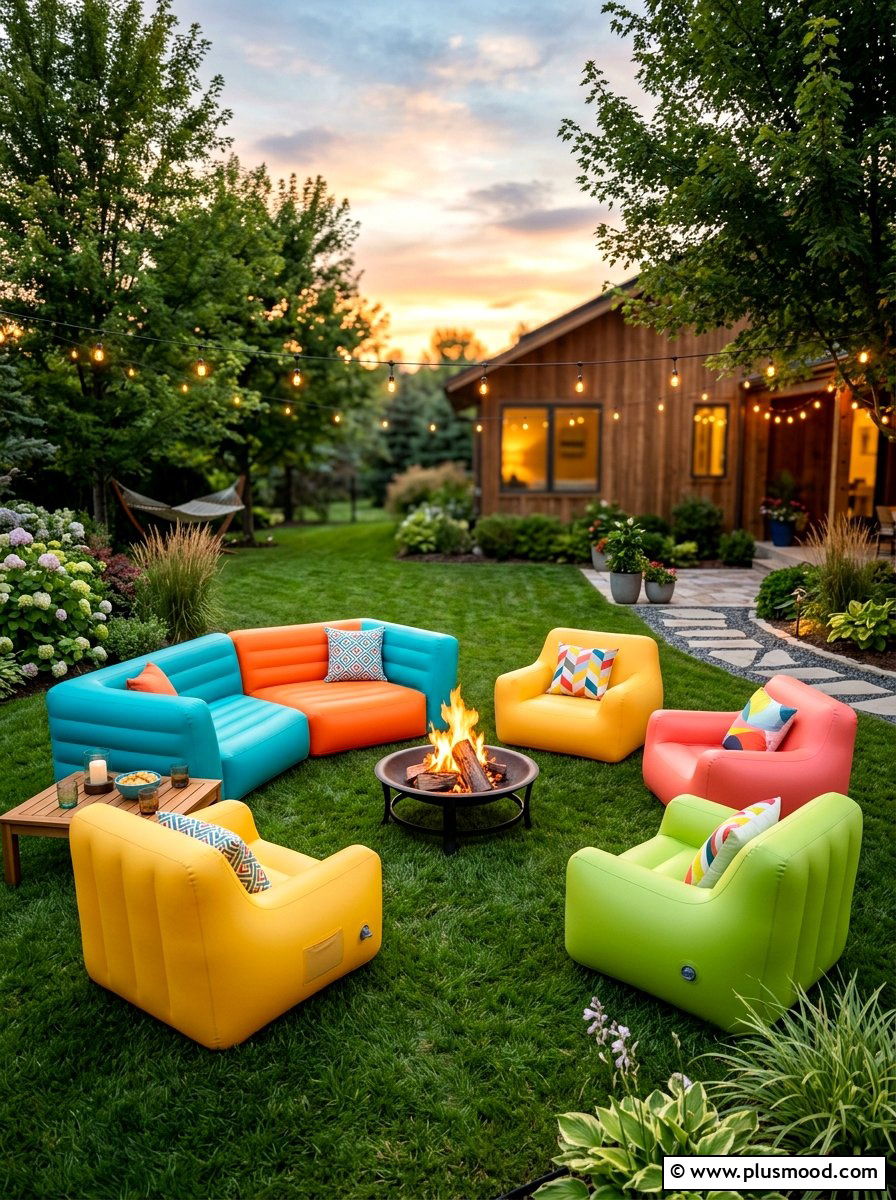 Inflatable lounge furniture - 25 summer bonfire party ideas