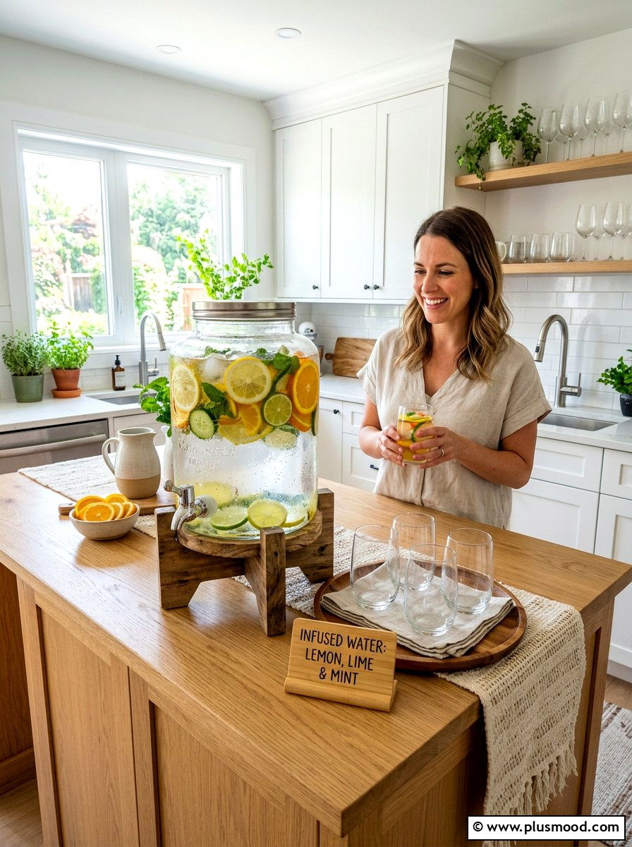 Infused Water Island Station - 25 summer kitchen island decor ideas