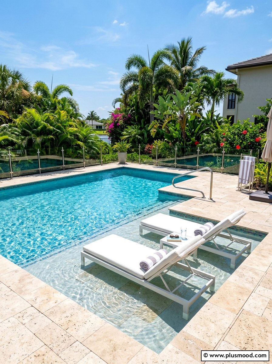 Inground Pool with Sun Shelf - 25 best summer backyard ideas