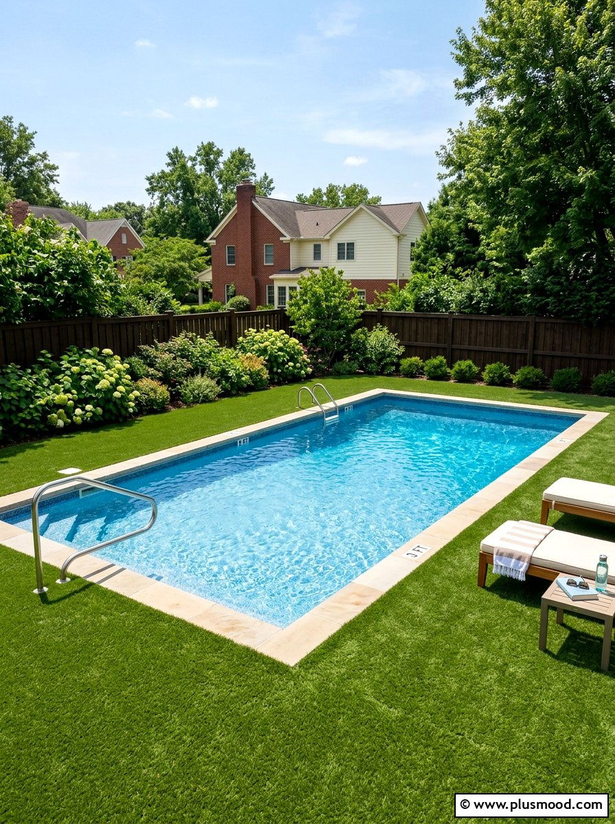 Inground pool with turf surround - 25 pool landscaping ideas with artificial turf