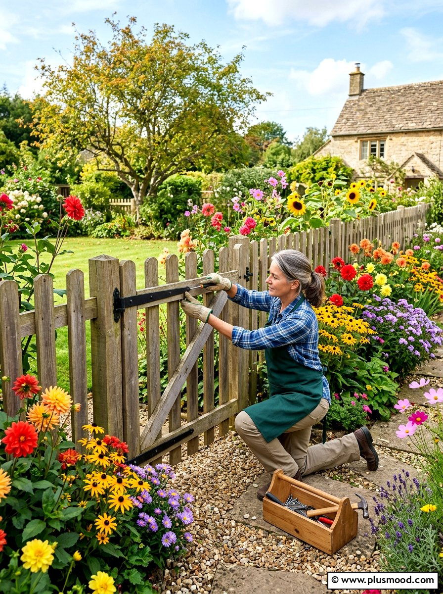 Inspecting Garden Fences - 25 end of summer garden cleanup ideas