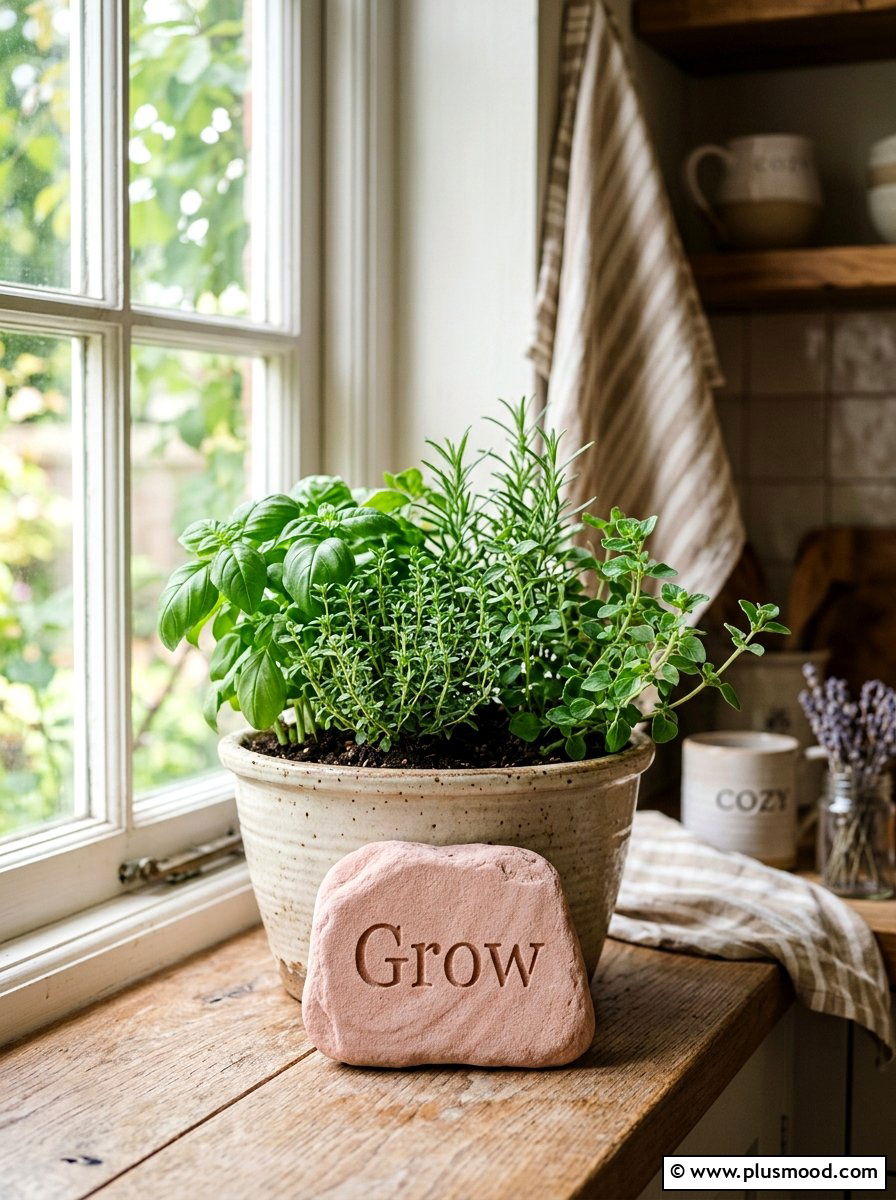 Inspirational quote garden stone - 25 painted rock ideas for plant pot decoration