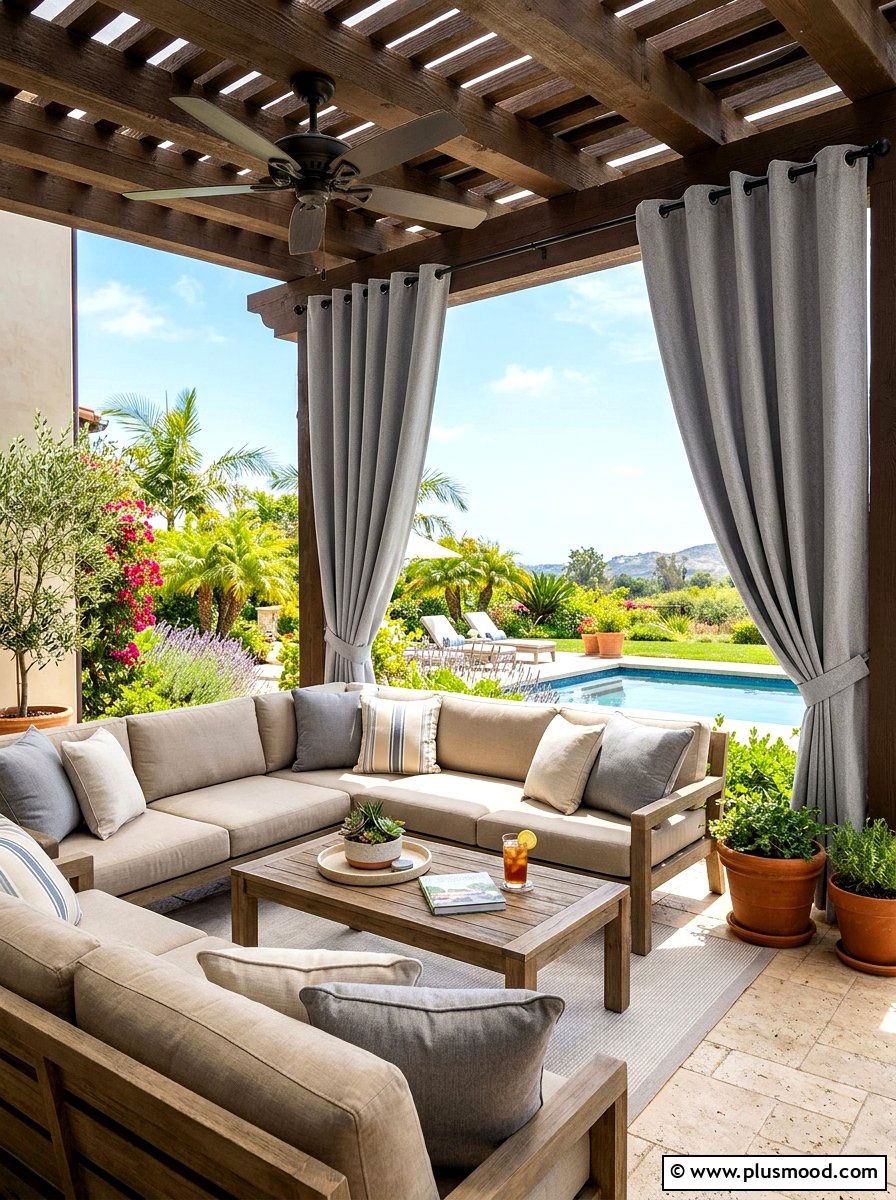 Insulated Thermal Outdoor Curtains - 25 summer patio ideas with outdoor curtains