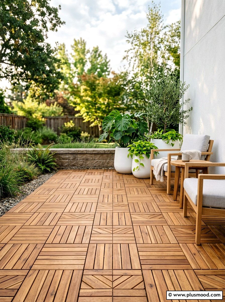 Interlocking Deck Tiles - 25 small backyard ideas for rental homes