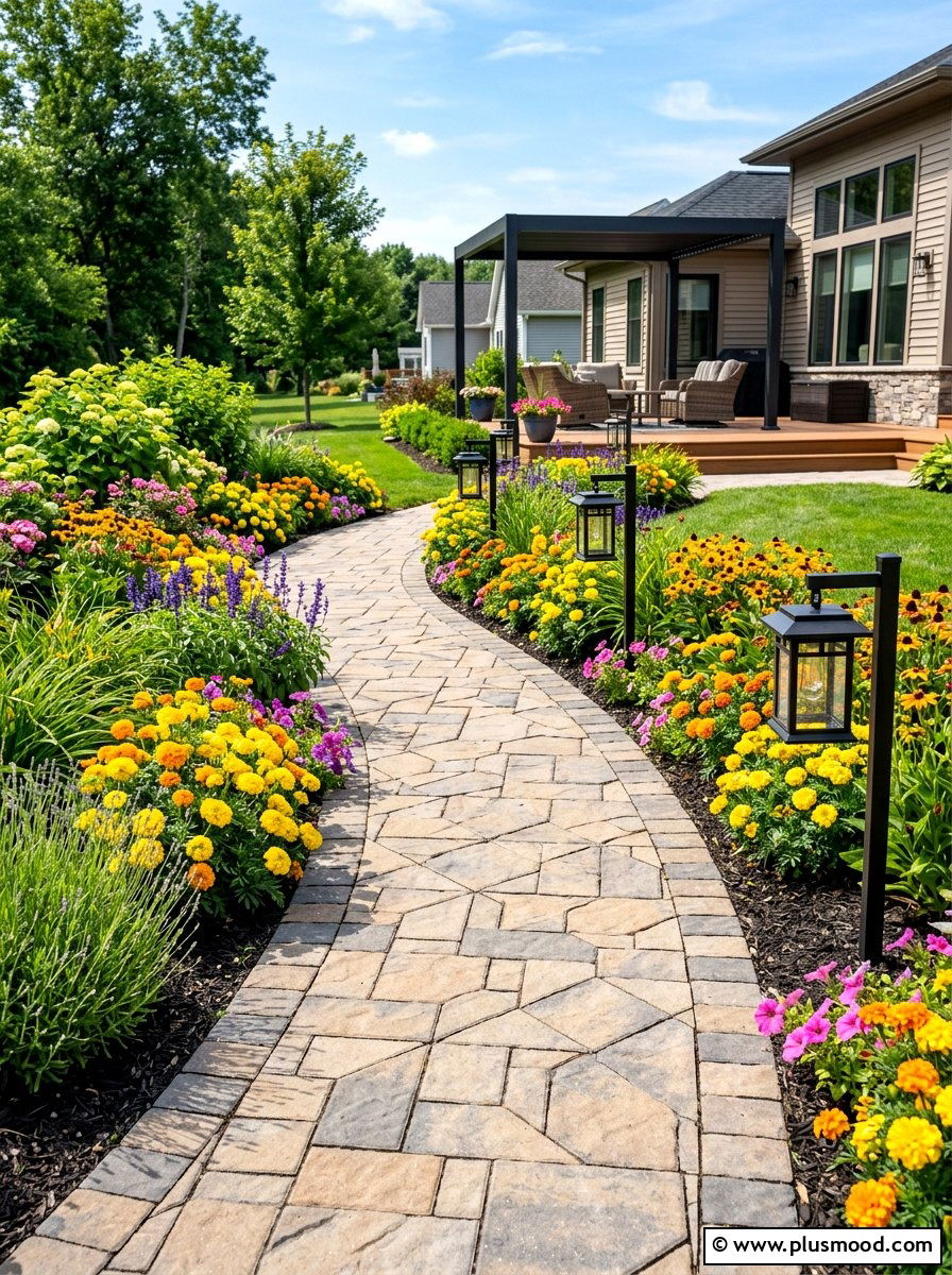 Interlocking Paver Walkway - 25 summer backyard path ideas