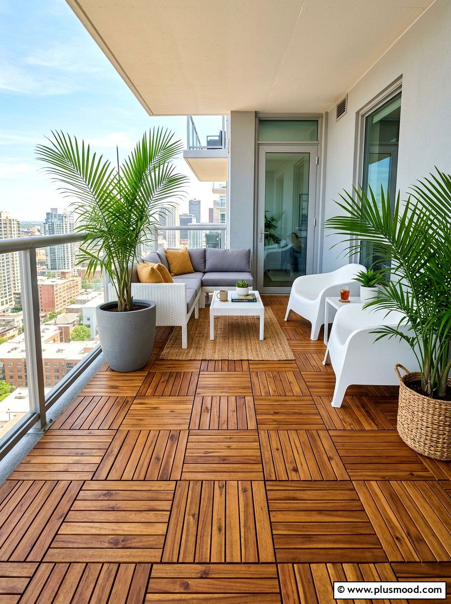 Interlocking Wood Deck Tiles - 25 summer renter friendly balcony ideas