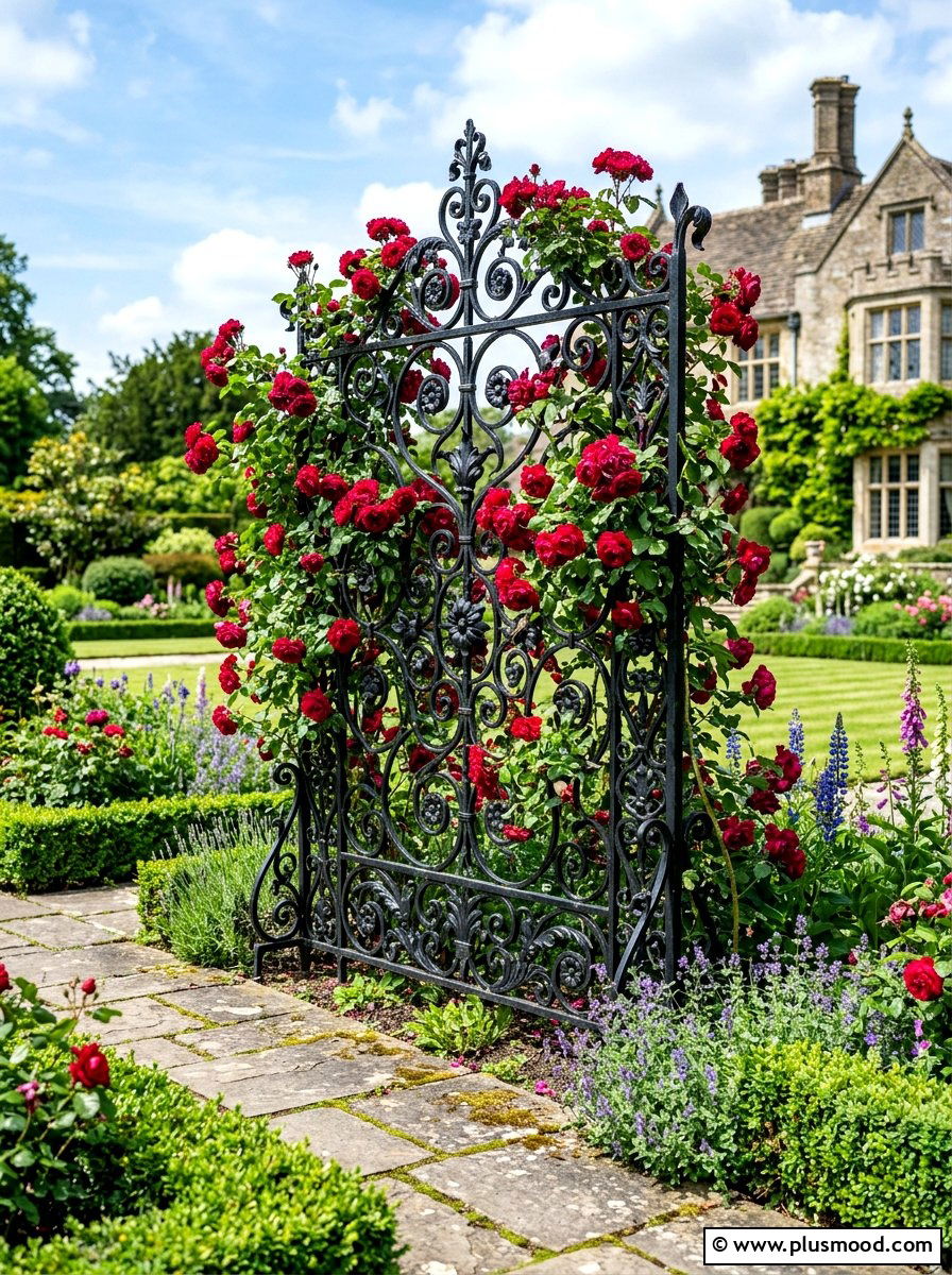 Iron Scroll Panel - 25 summer garden trellis ideas