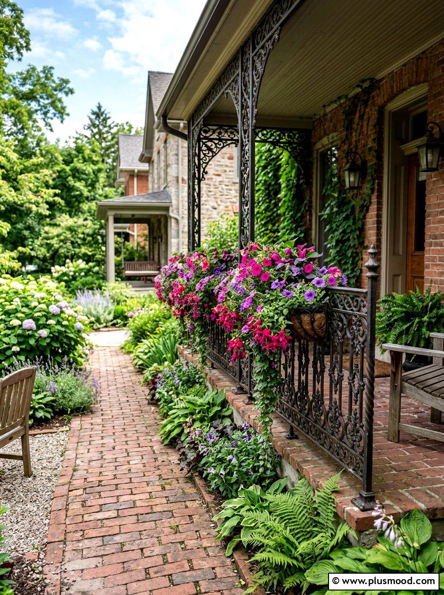 Iron basket railing - 25 summer porch rail decor ideas