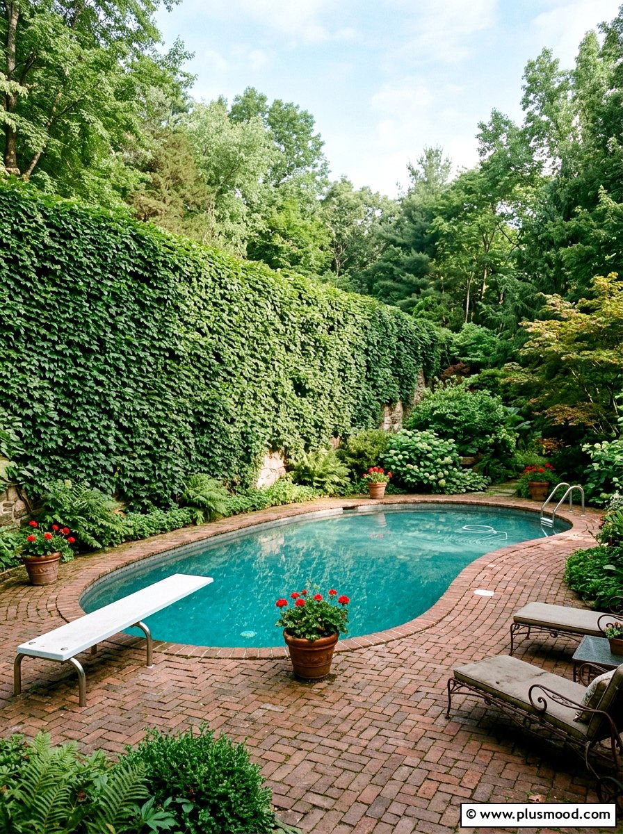 Ivy Covered Pool Wall - 25 pool landscaping ideas with retaining wall