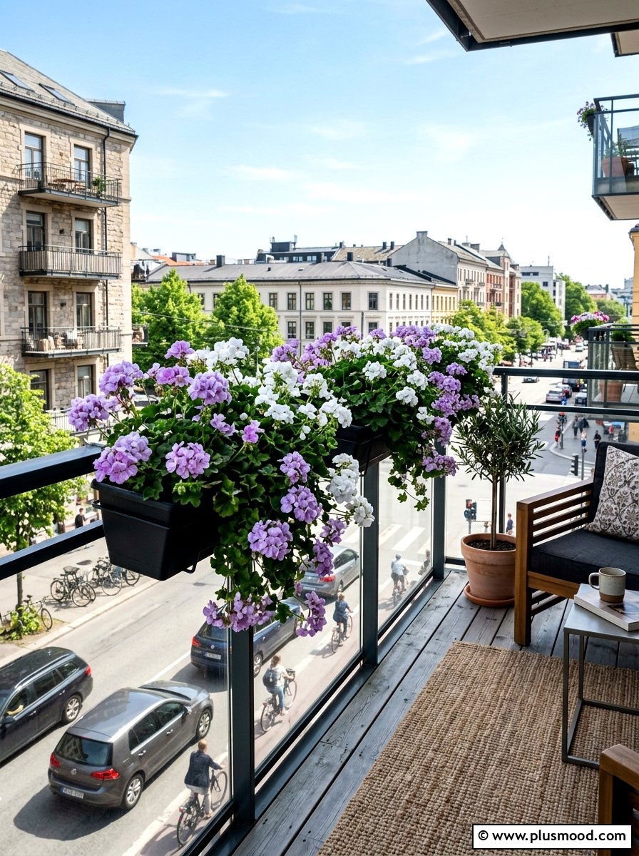 Ivy geraniums for balcony railings - 25 summer planters with geraniums ideas