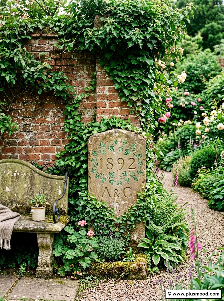 Ivy vine stone marker - 25 painted rock ideas for address markers