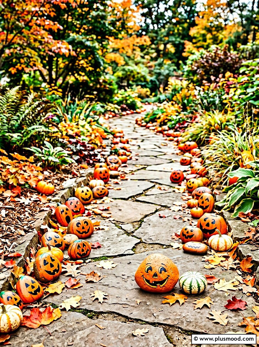 Jack O Lantern Painted Rocks - 25 painted rock ideas for Halloween