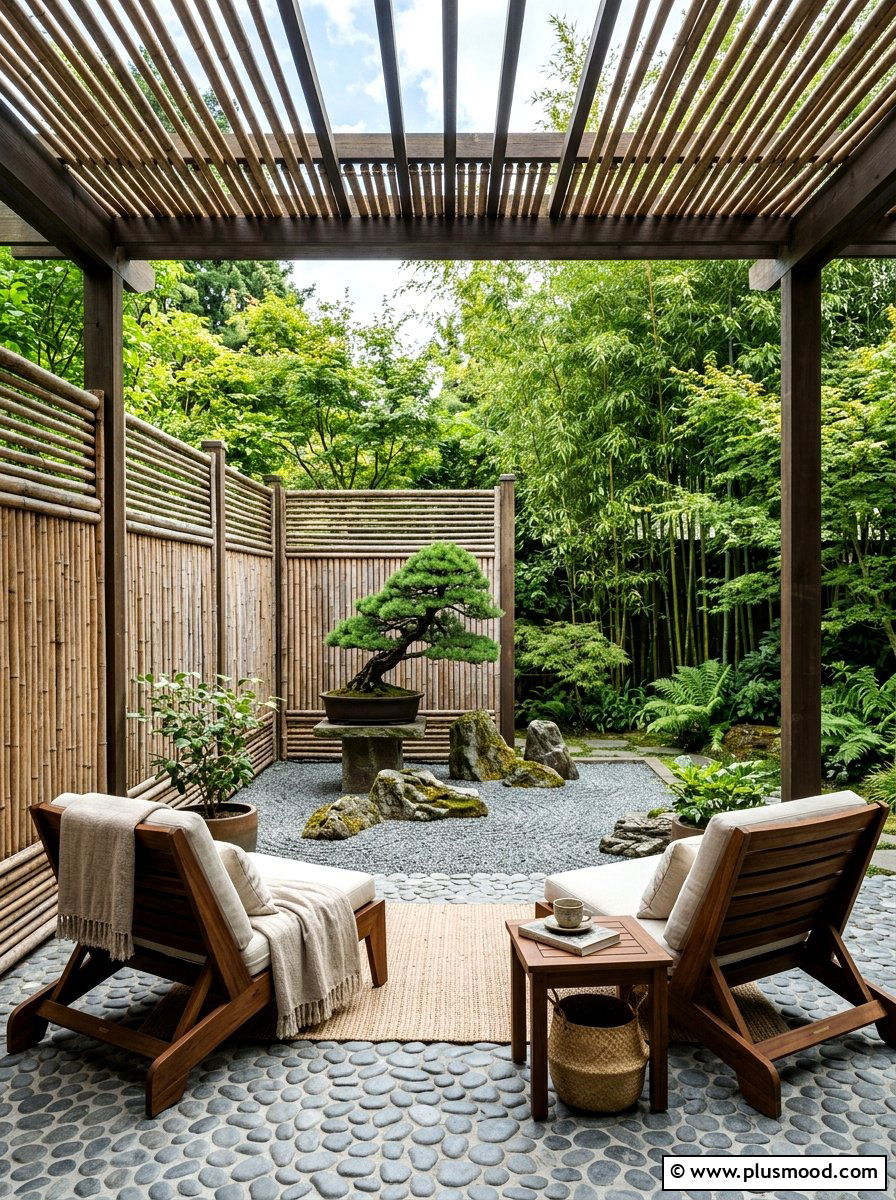 Japandi Style Bamboo Sanctuary - 25 summer backyard patio ideas