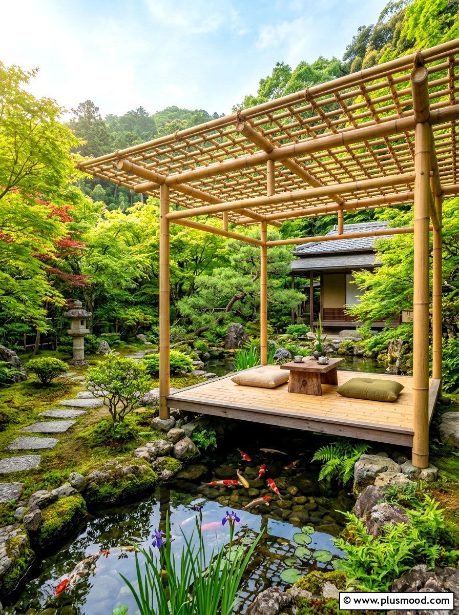 Japanese Bamboo Pergola - 25 summer backyard pergola ideas