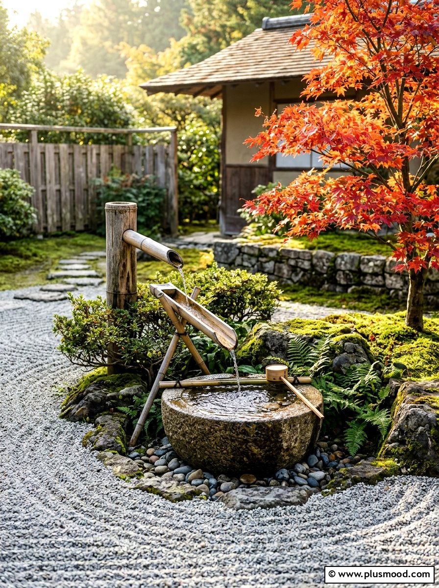 Japanese Bamboo Water Spout - 25 summer garden fountain ideas