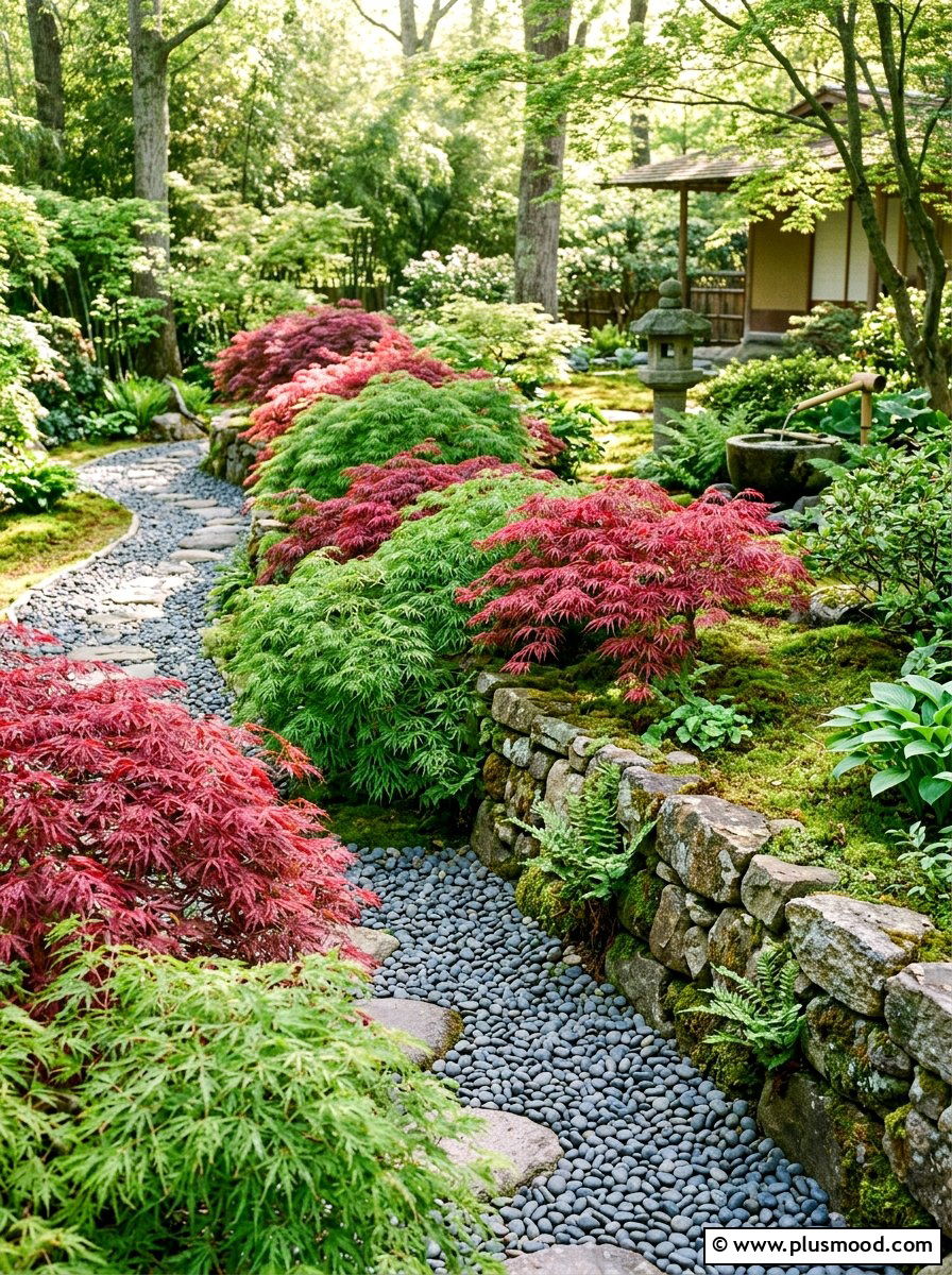 Japanese Maple Border - 25 summer privacy landscaping ideas