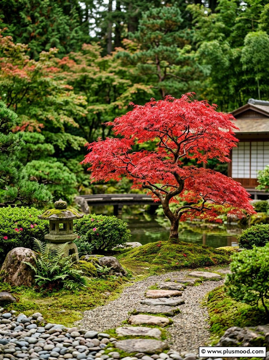 Japanese Maple Landscape - 25 summer foundation planting ideas
