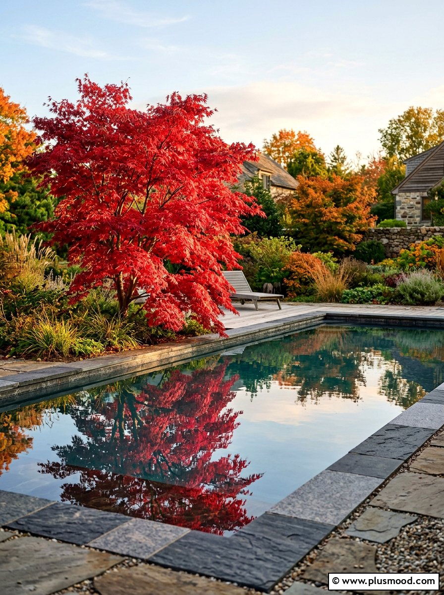 Japanese Maple Near Pool - 25 pool landscaping ideas with Japanese style