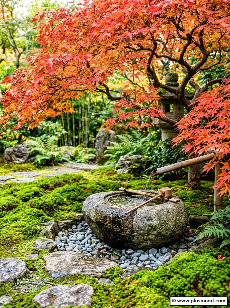Japanese Tsukubai Water Basin - 25 summer water feature backyard ideas