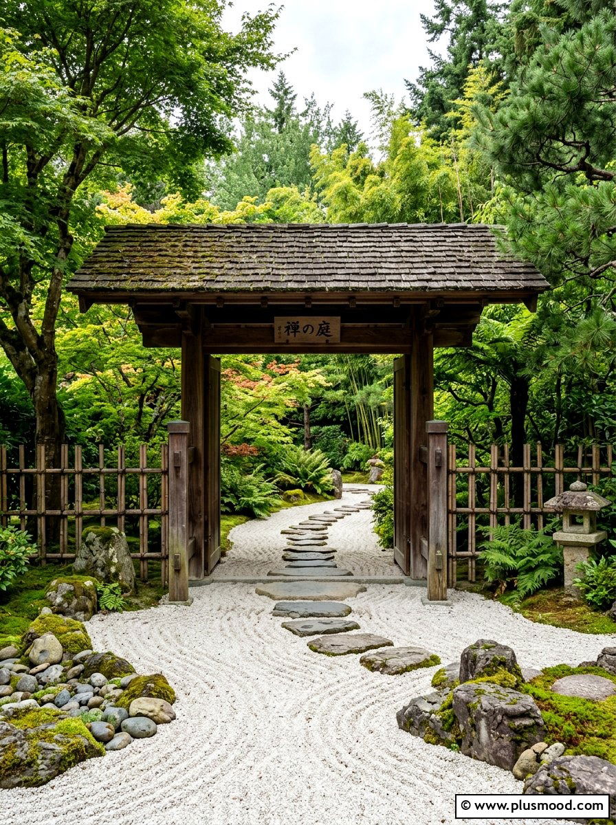 Japanese Zen Garden Gate - 25 small backyard ideas with gate entry
