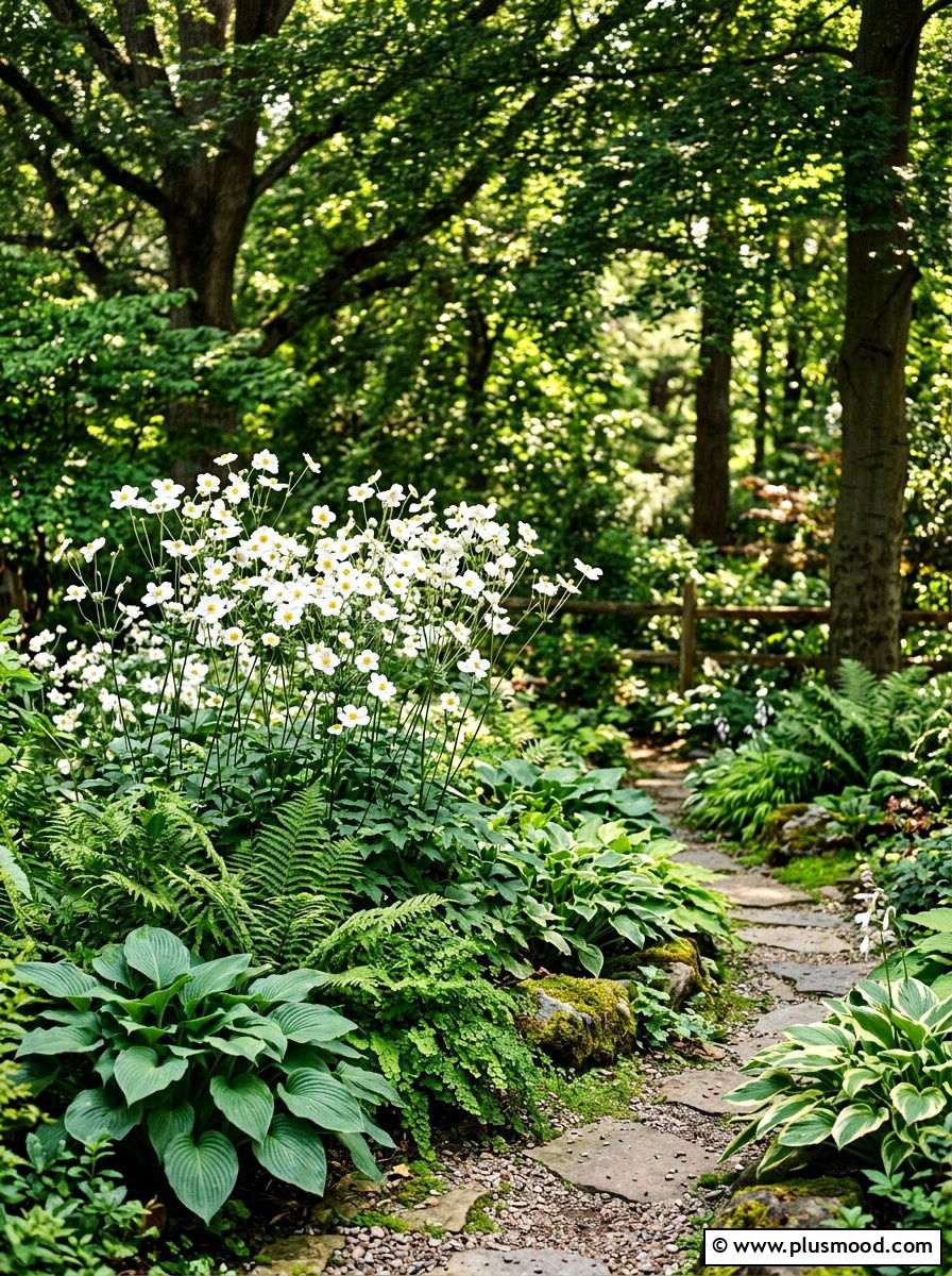 Japanese anemone landscape - 25 late summer flower bed ideas