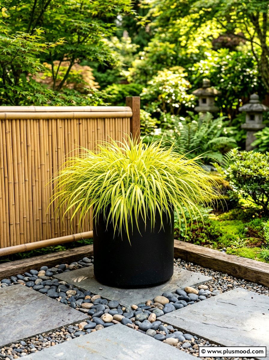 Japanese forest grass pot - 25 summer planter ideas for shade