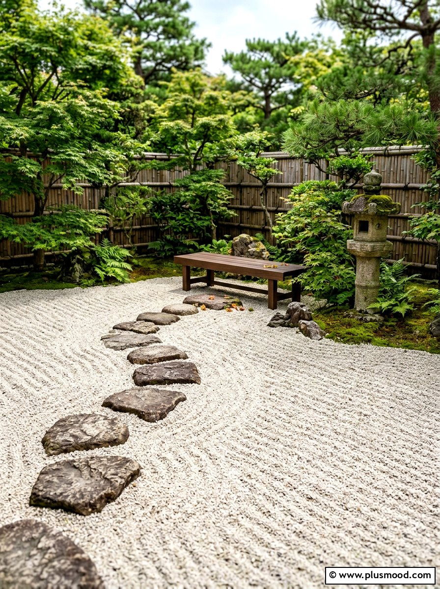 Japanese gravel garden - 25 small backyard ideas with gravel