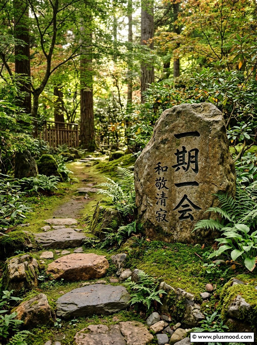 Japanese kanji calligraphy rock