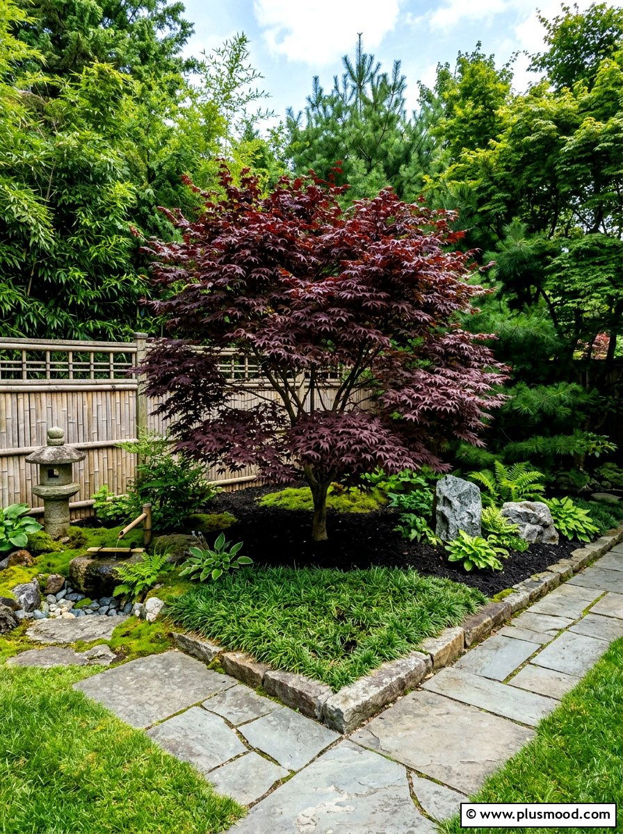 Japanese maple corner - 25 summer corner flower bed ideas