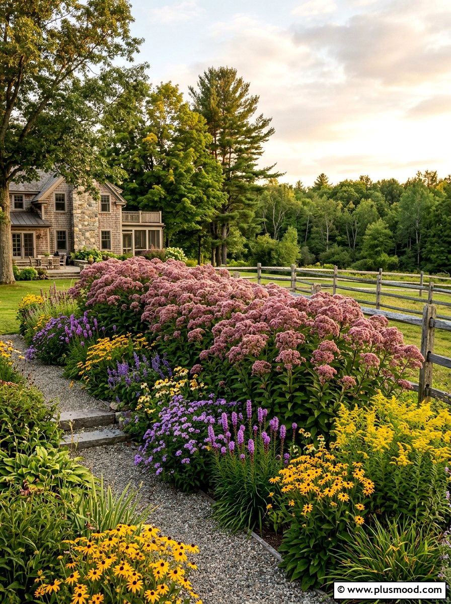 Joe Pye Weed Backdrop - 25 summer native plant landscaping ideas