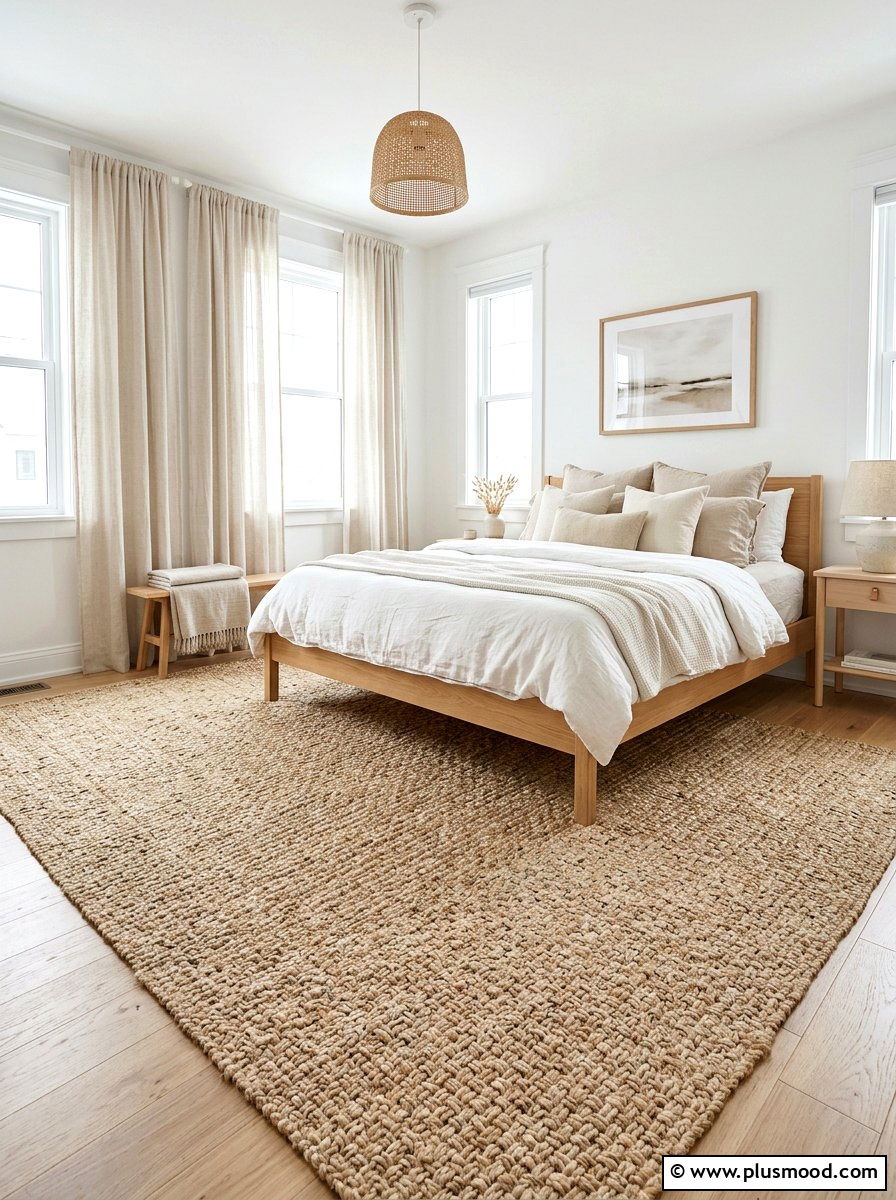 Jute Area Rug - 25 light and airy summer bedroom ideas