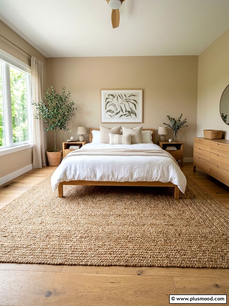 Jute Area Rug - 25 simple summer bedroom ideas