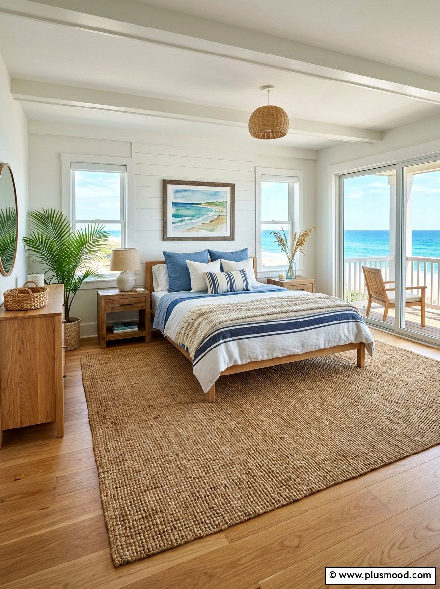 Jute Area Rug - 25 summer beachy bedroom ideas