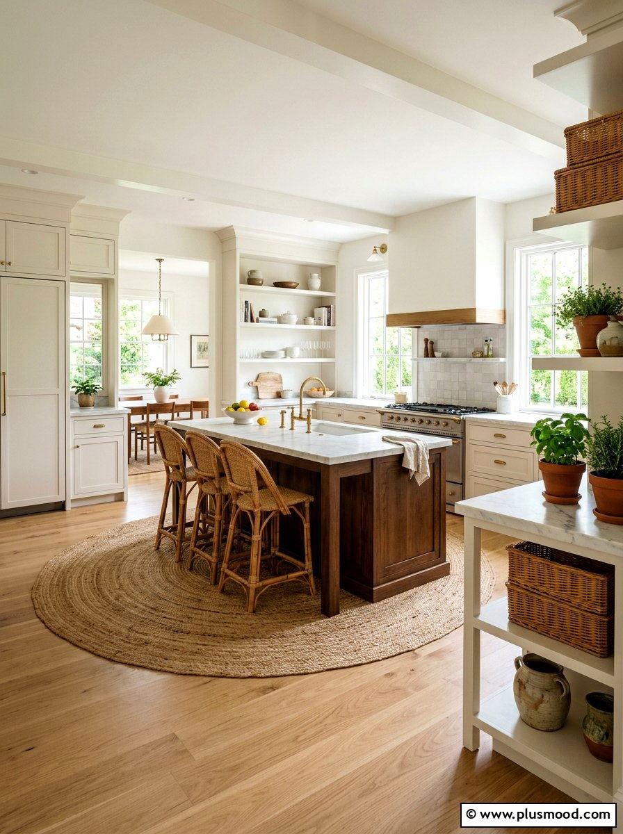 Jute Kitchen Rug - 25 summer picnic style kitchen decor ideas