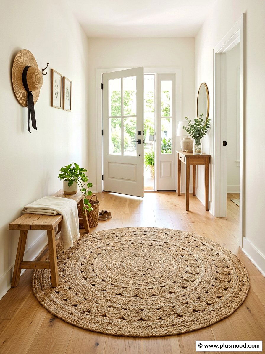 Jute Rug Entry - 25 summer boho home decor ideas