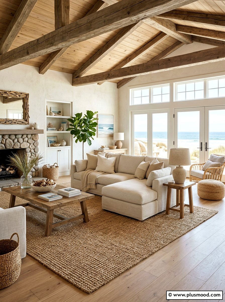 Jute Rug Living Area - 25 summer beach house decorating ideas